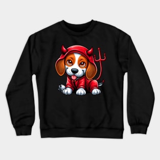 Naughty Pup - Beagle in Devil Costume Crewneck Sweatshirt